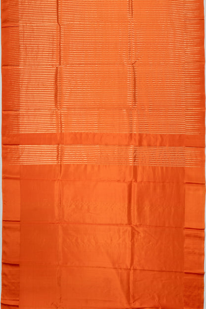 Banarasi Katan Silk Vertical Lines Orange Saree