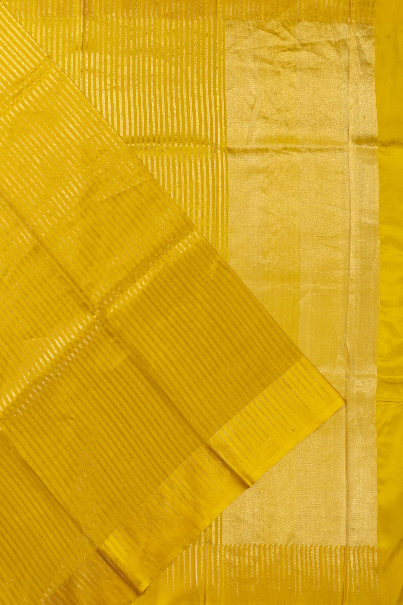 Banarasi Katan Silk Vertical Lines Yellow Saree