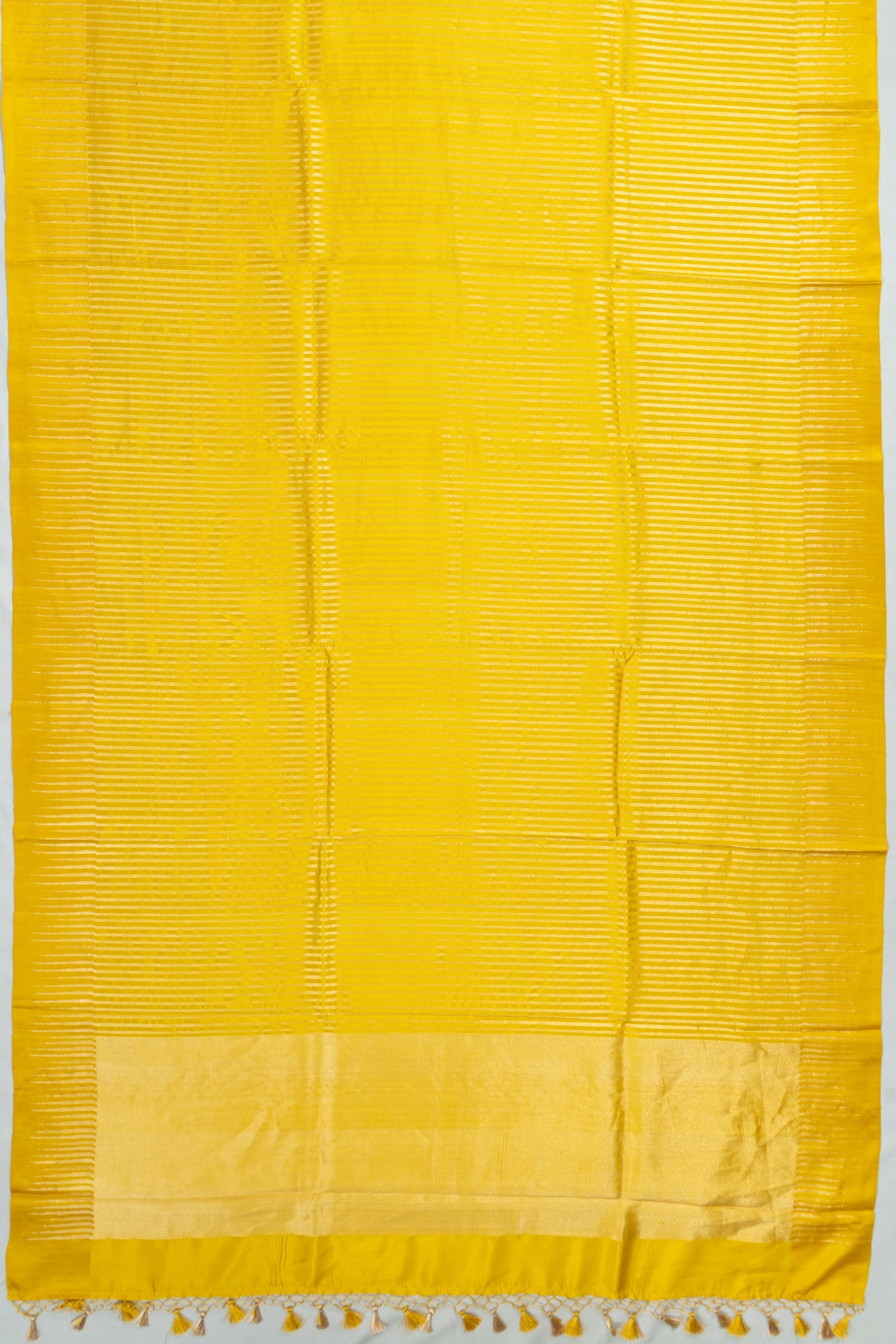 Banarasi Katan Silk Vertical Lines Yellow Saree