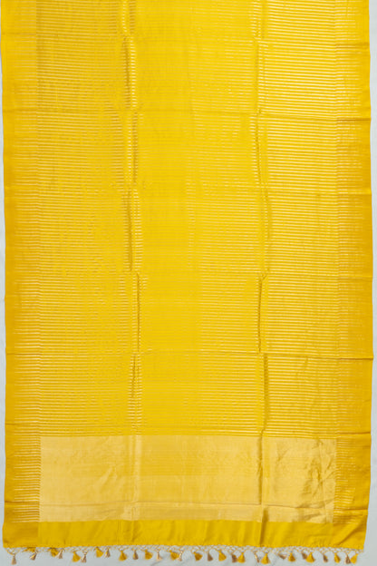Banarasi Katan Silk Vertical Lines Yellow Saree