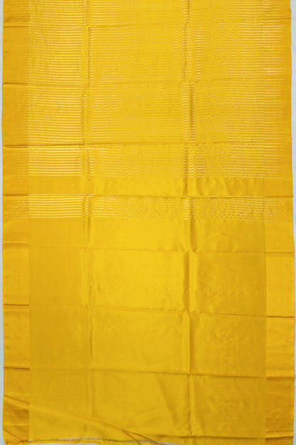 Banarasi Katan Silk Vertical Lines Yellow Saree