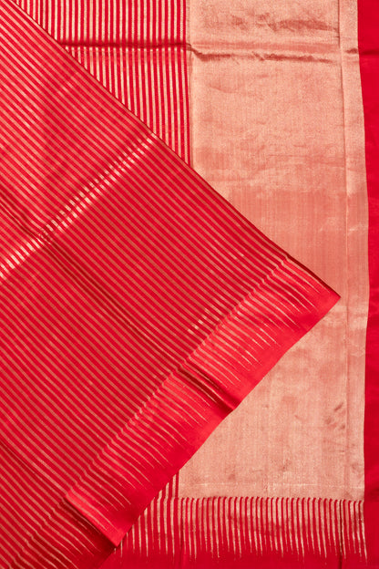 Banarasi Katan Silk Vertical Lines Red Saree