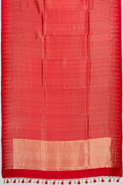 Banarasi Katan Silk Vertical Lines Red Saree