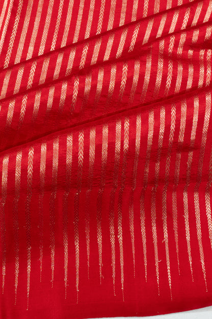 Banarasi Katan Silk Vertical Lines Red Saree