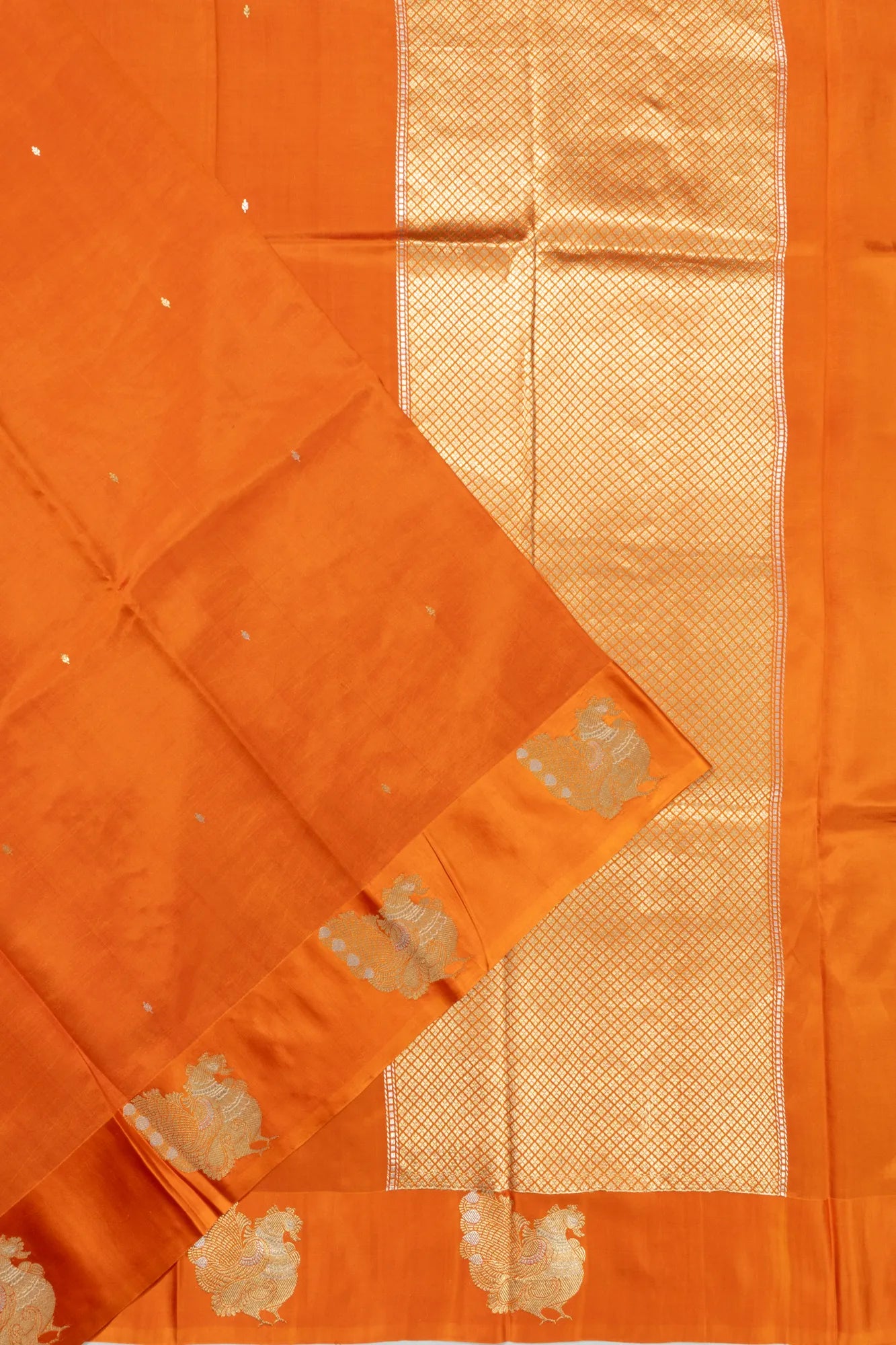 Banarasi Katan Silk Butta Orange Saree