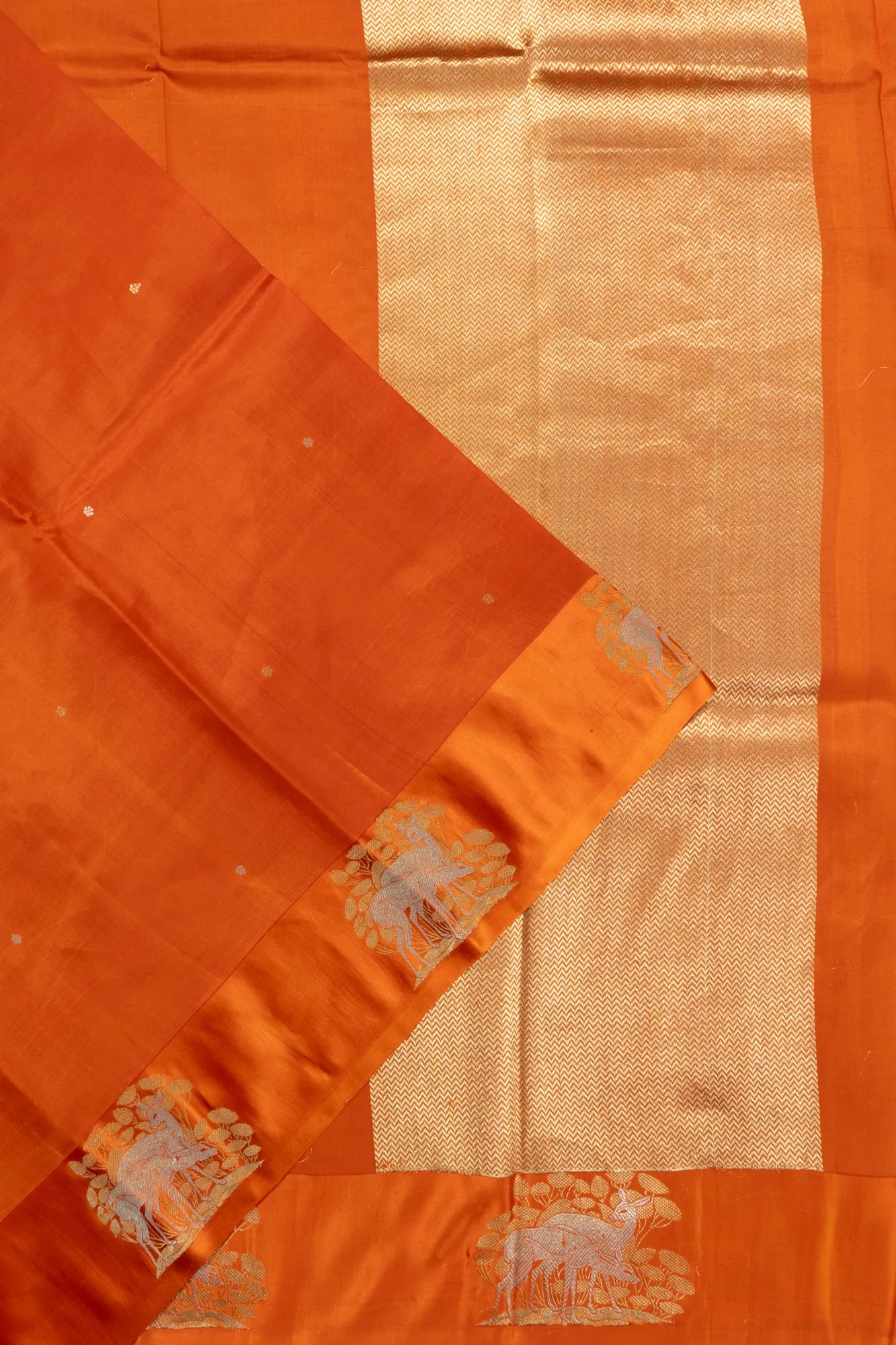 Banarasi Katan Silk Butta Orange Saree