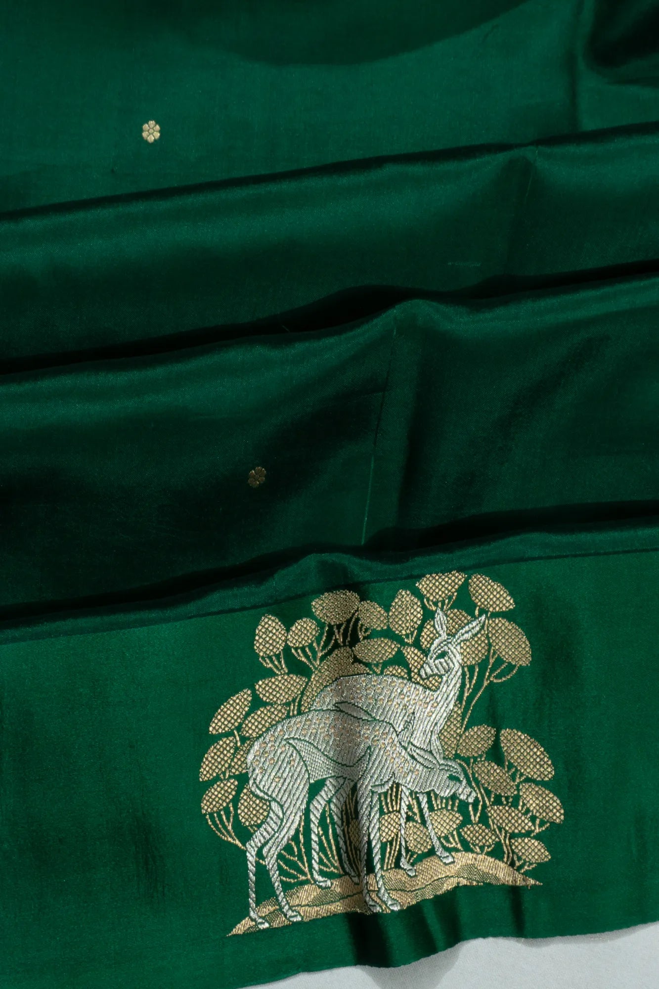 Banarasi Katan Silk Butta Dark Green Saree