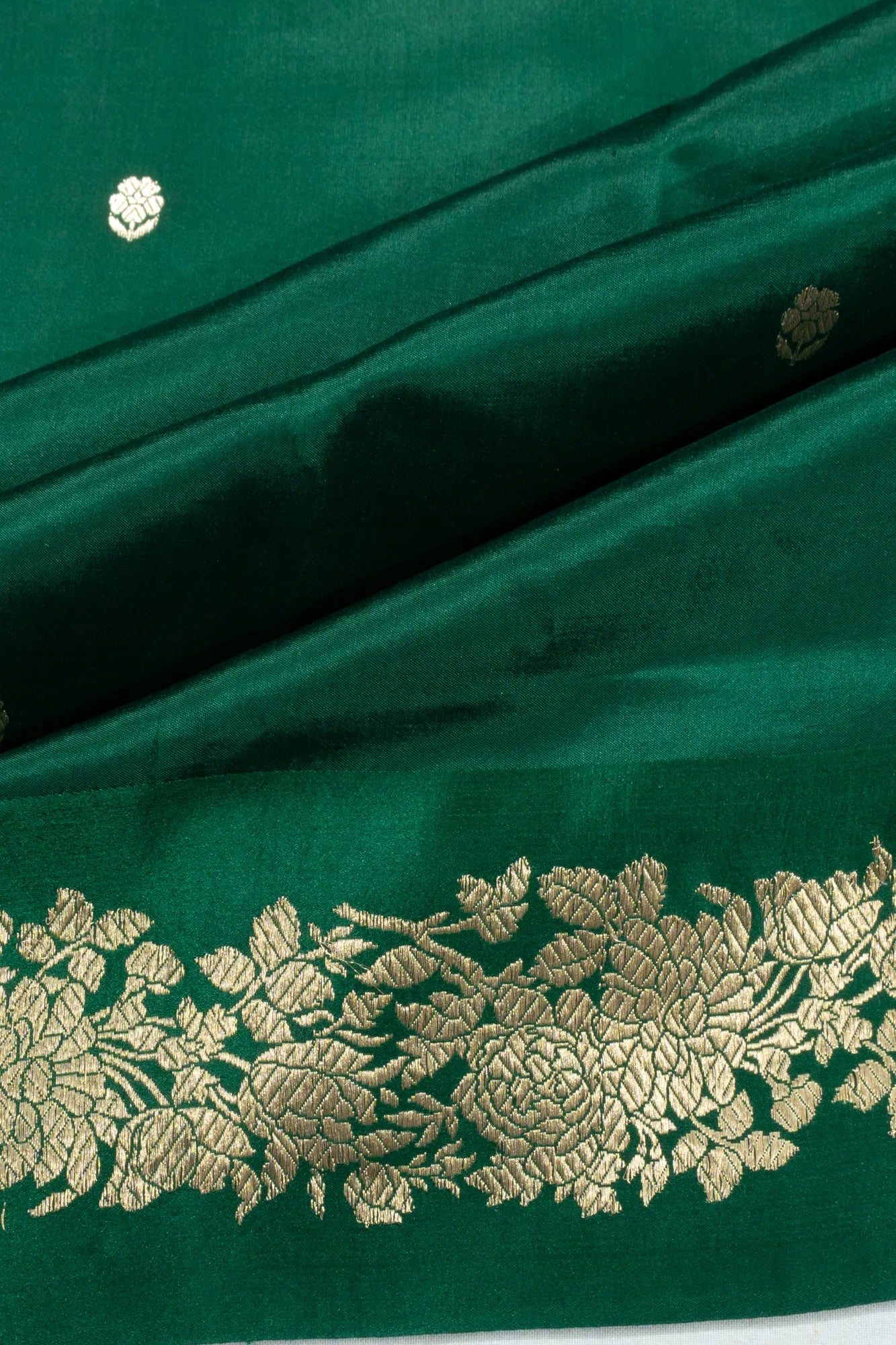 Banarasi Silk Butta Dark Green Saree