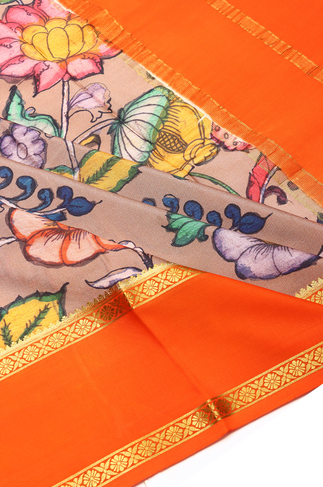 Binny Silk Printed Cream Saree