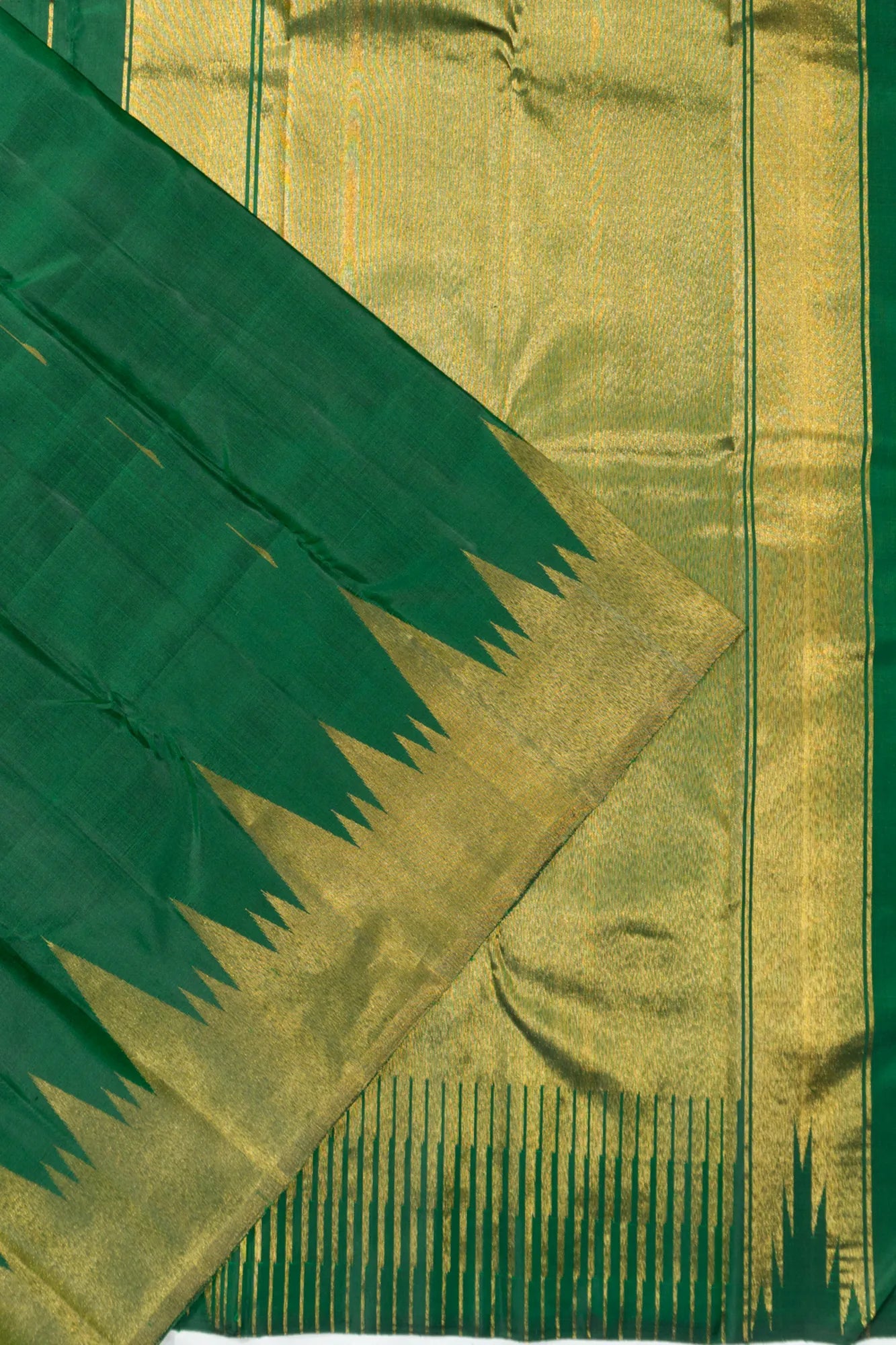 Classic Kanchipuram Silk Butta Dark Green Saree