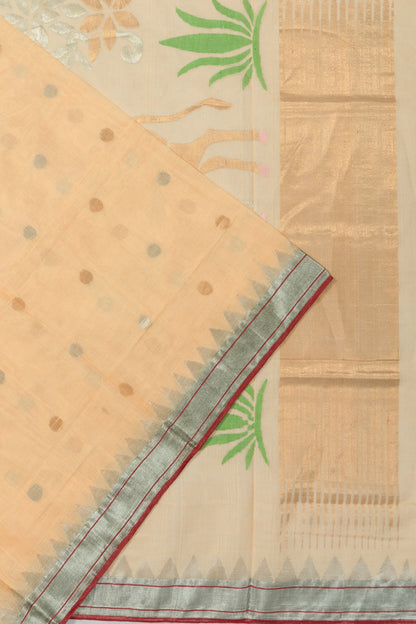 Ponduru Handspun Cotton Jamdani Butta Cream Saree