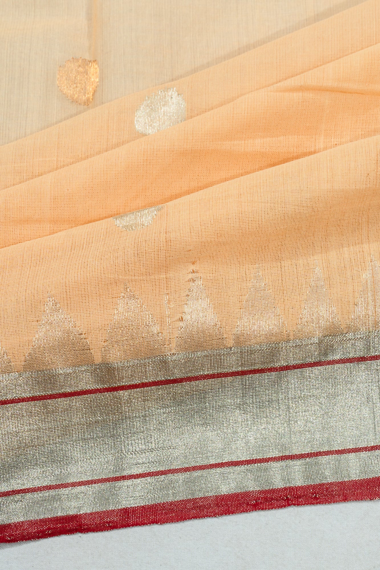 Ponduru Handspun Cotton Jamdani Butta Cream Saree