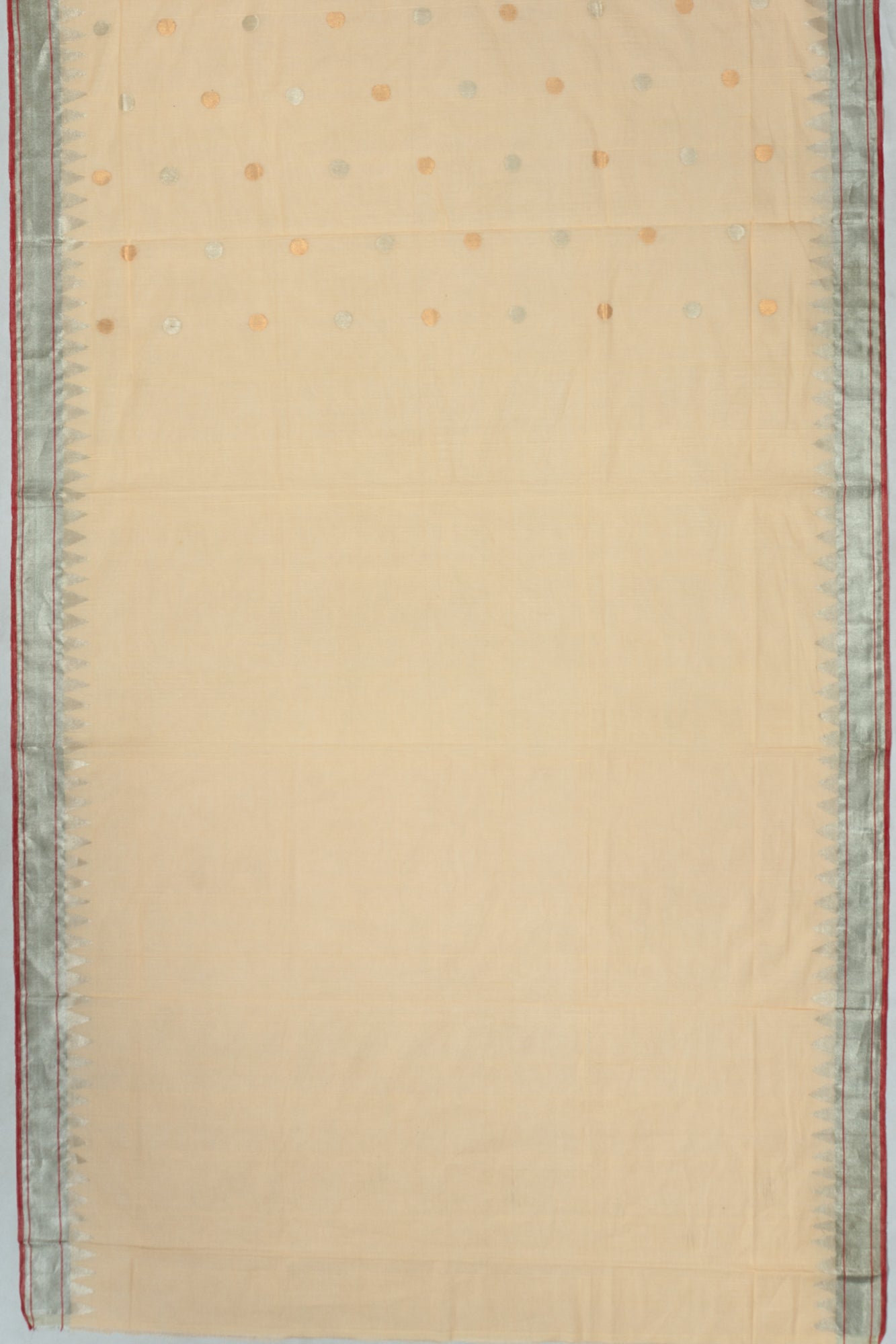 Ponduru Handspun Cotton Jamdani Butta Cream Saree
