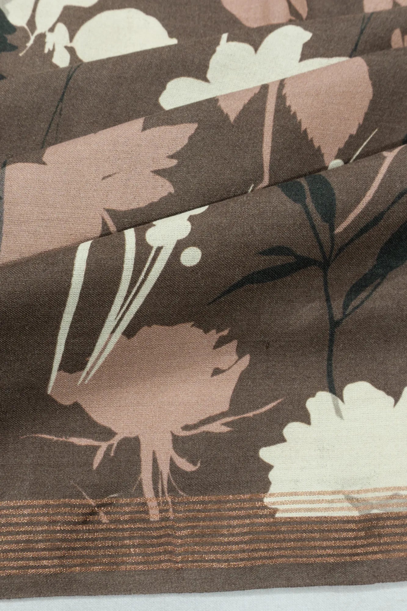 Eri Silk Floral Printed Choco Brown Saree