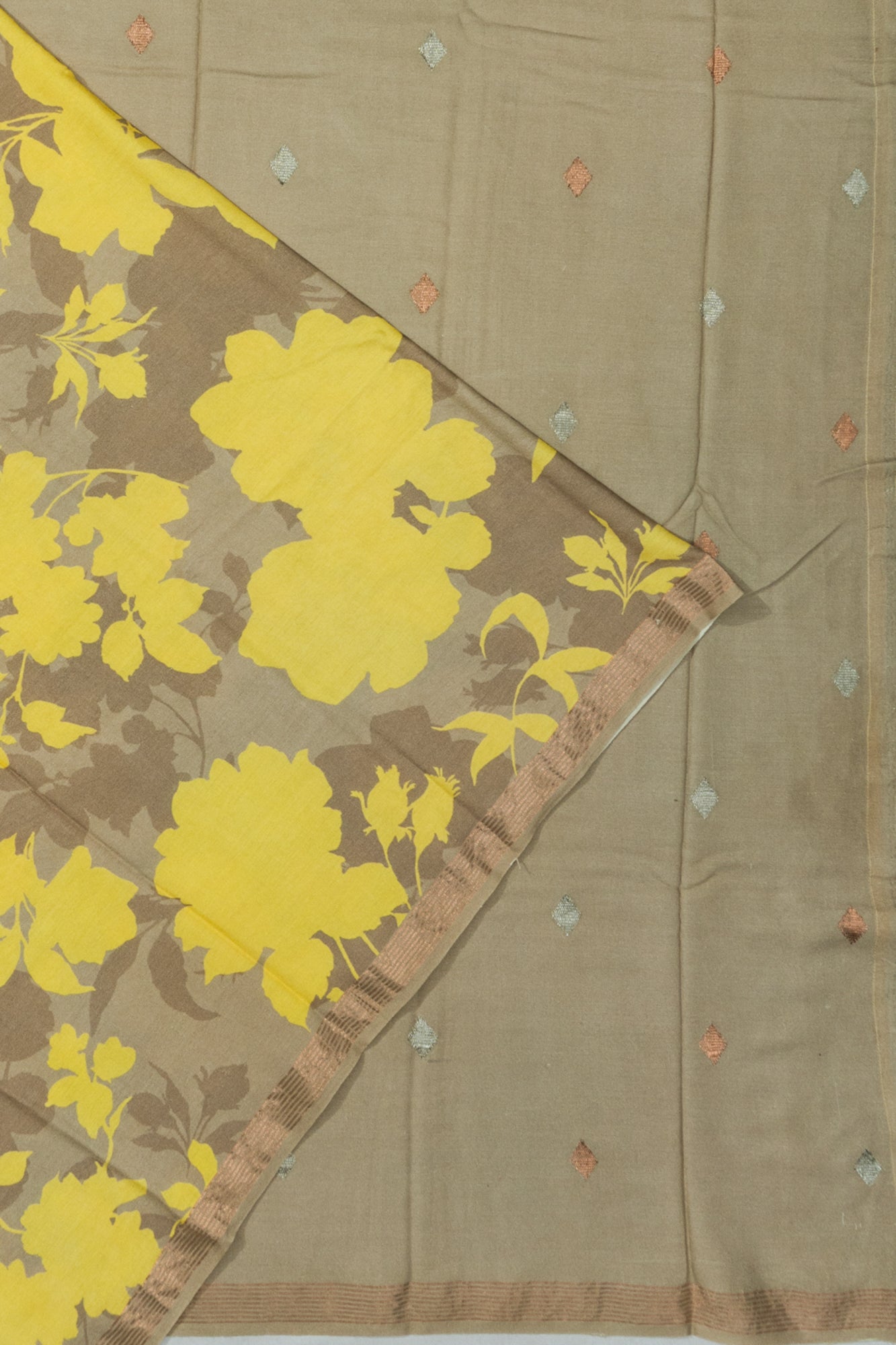 Eri Silk Floral Printed Beige Saree