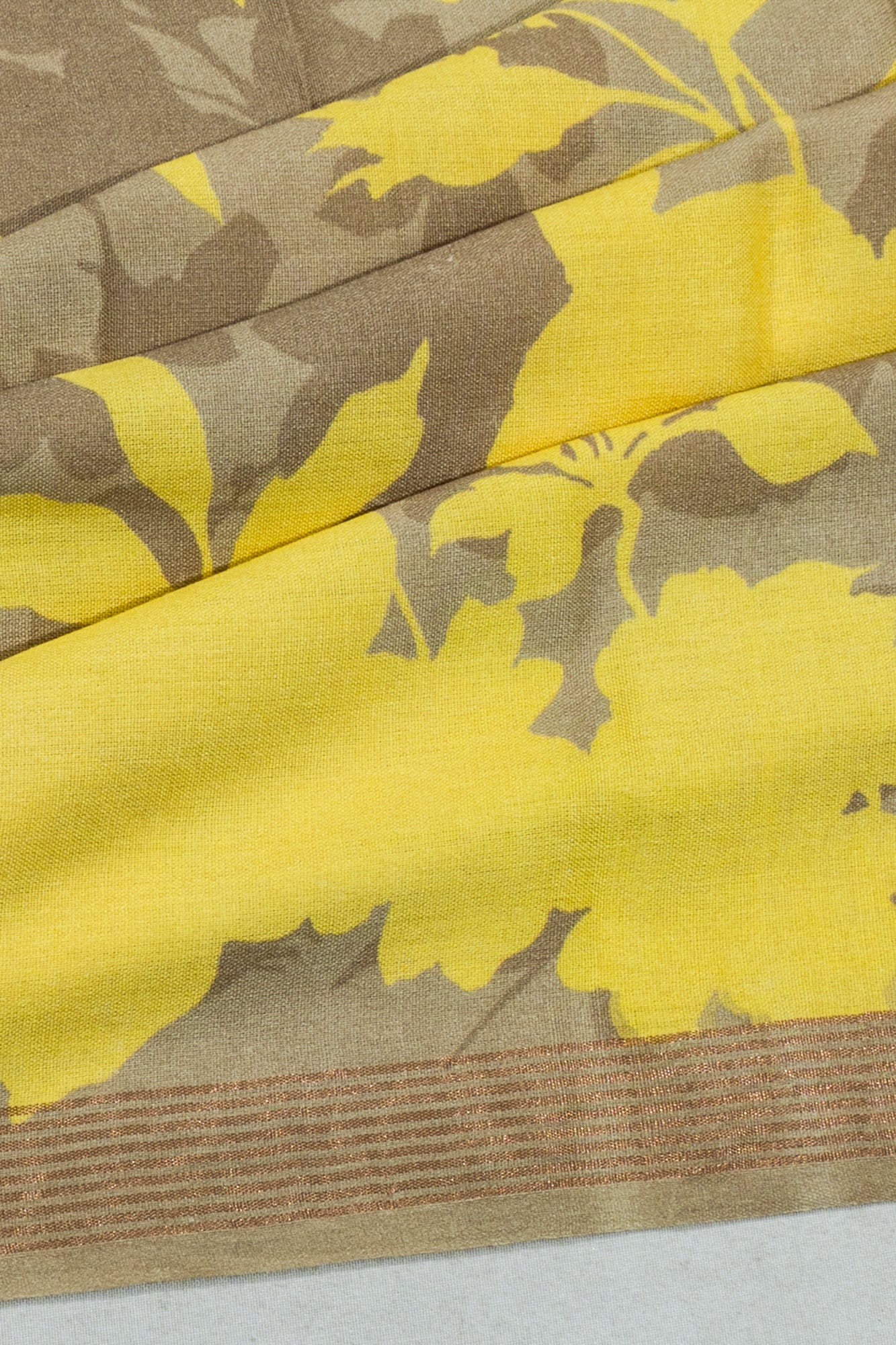 Eri Silk Floral Printed Beige Saree