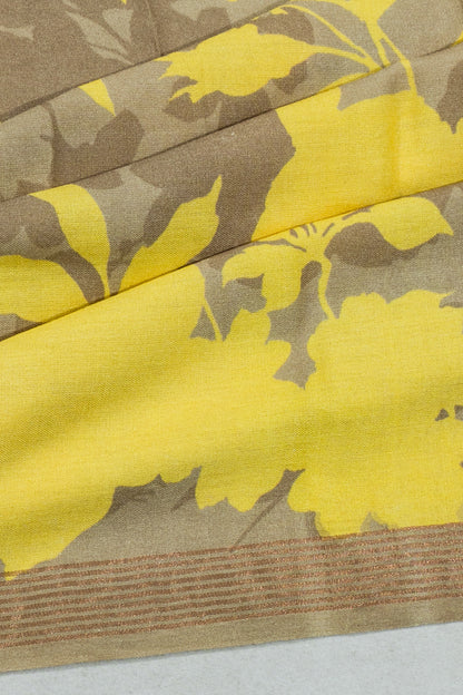 Eri Silk Floral Printed Beige Saree
