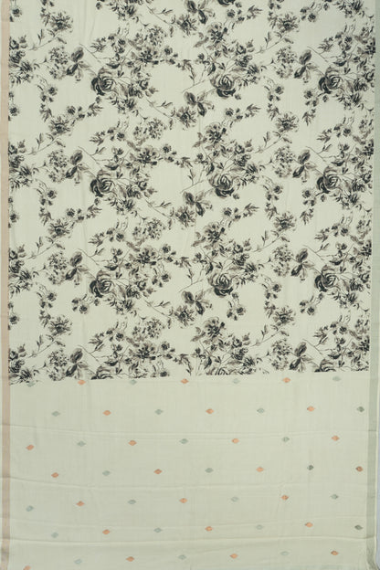 Eri Silk Floral Printed Off White Saree