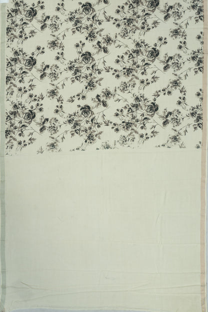 Eri Silk Floral Printed Off White Saree