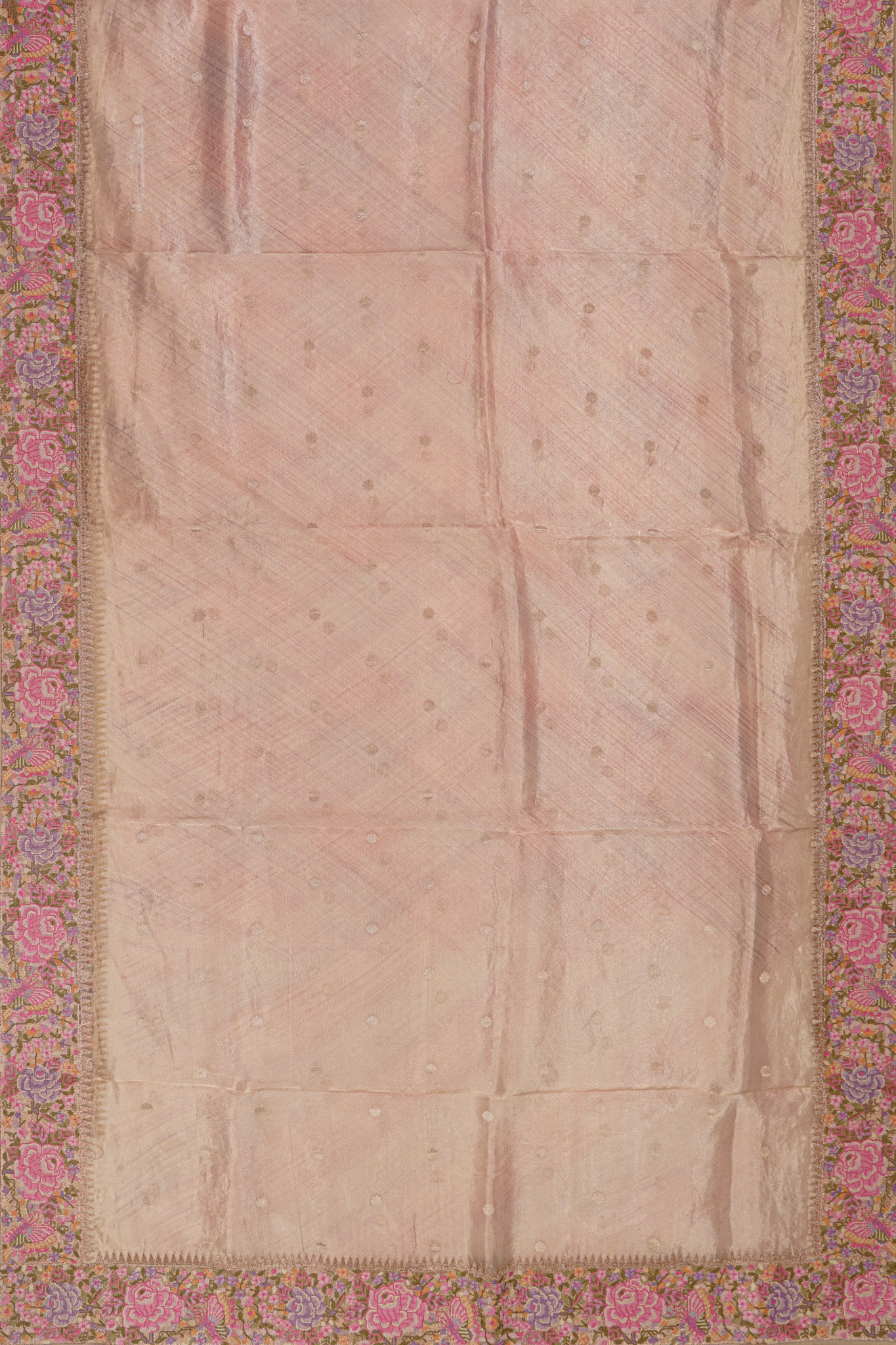Organza Tissue Butta Pink Saree With Embroidery Border