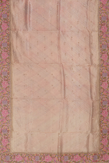 Organza Tissue Butta Pink Saree With Embroidery Border