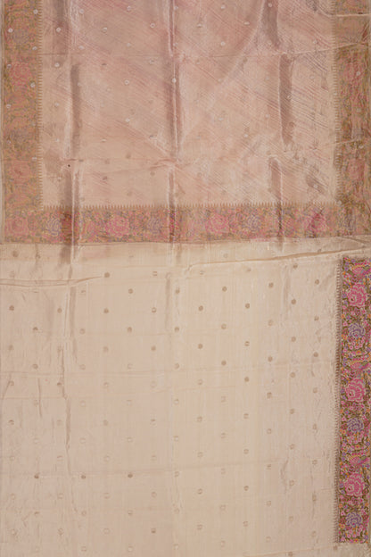 Organza Tissue Butta Pink Saree With Embroidery Border