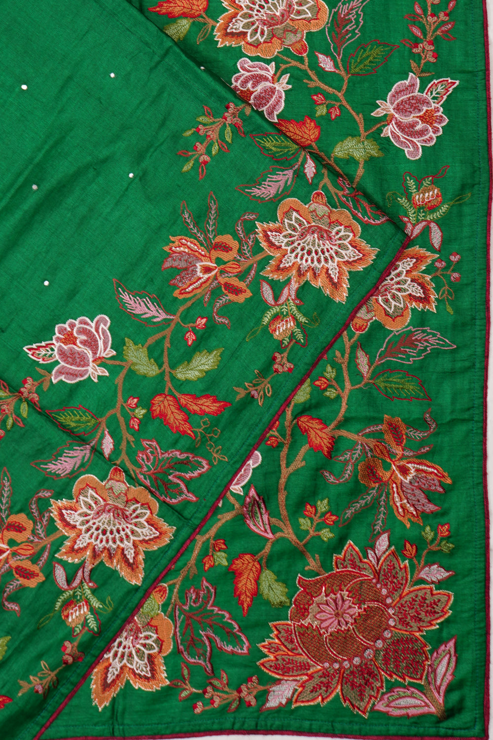 Tussar Butta Green Saree With Embroidery Border