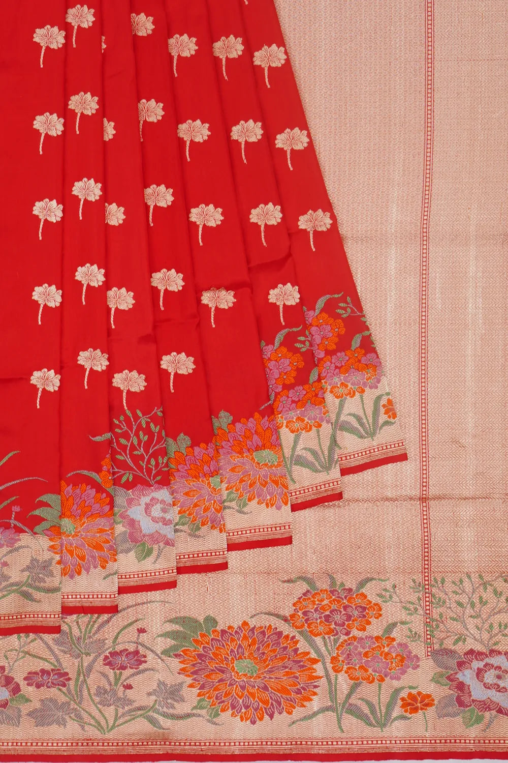 Banarasi Silk Kadwa And Meenakari Butta Red Saree