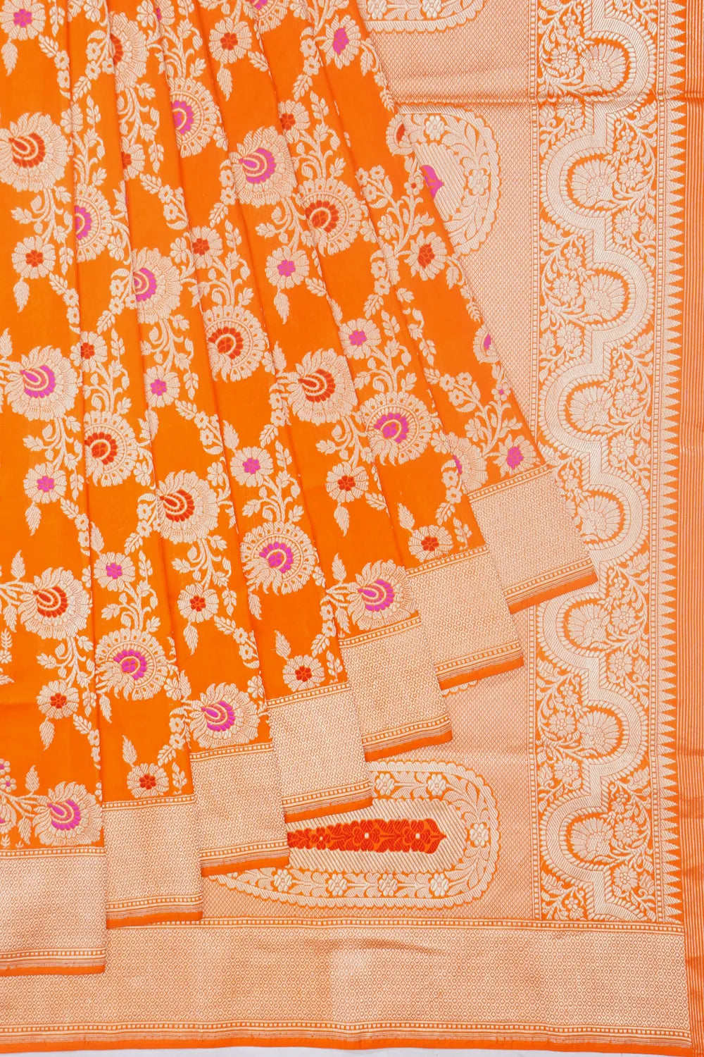 Banarasi Silk Meenakari Jaal Orange Saree