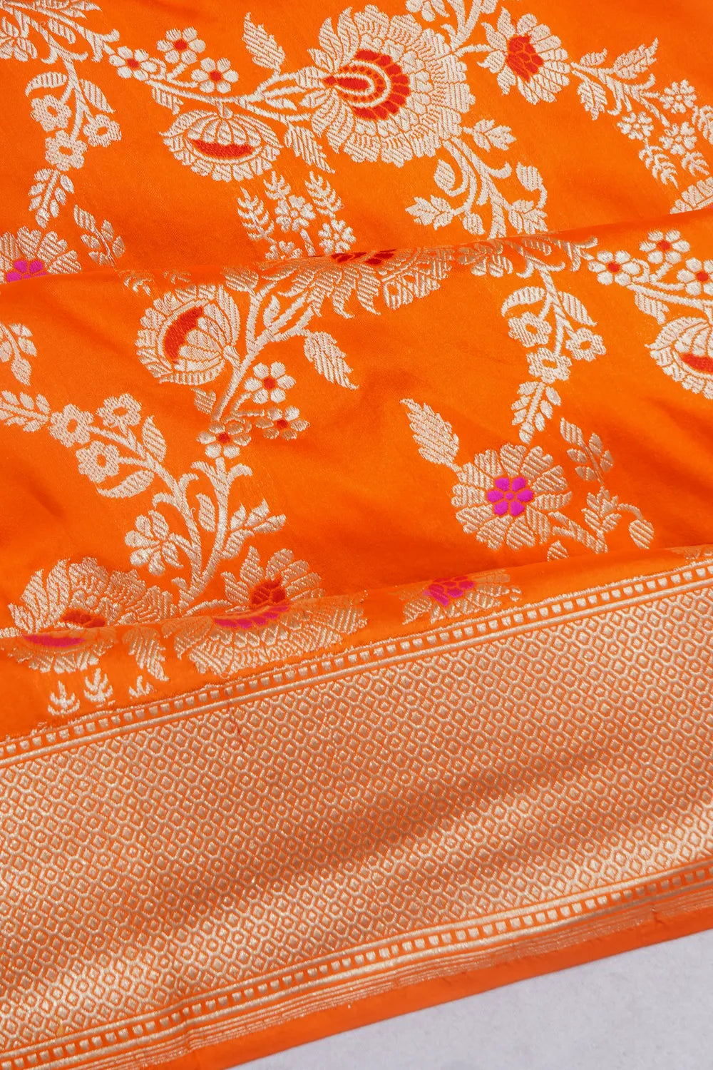 Banarasi Silk Meenakari Jaal Orange Saree