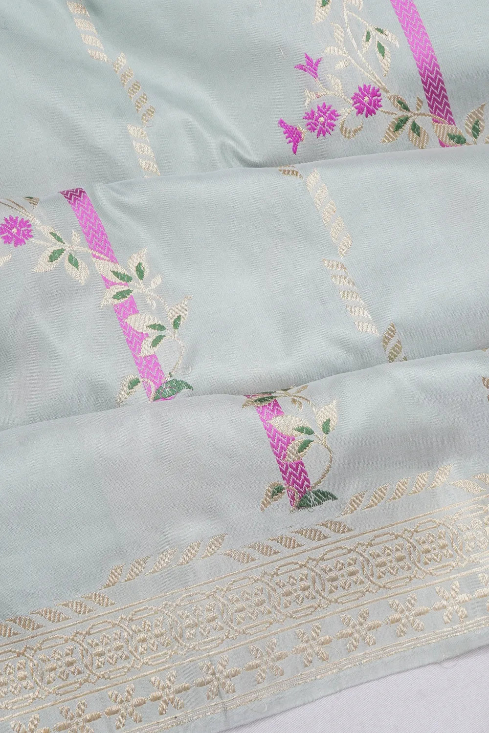 Banarasi Silk Half-n-Half Pastel Blue Saree