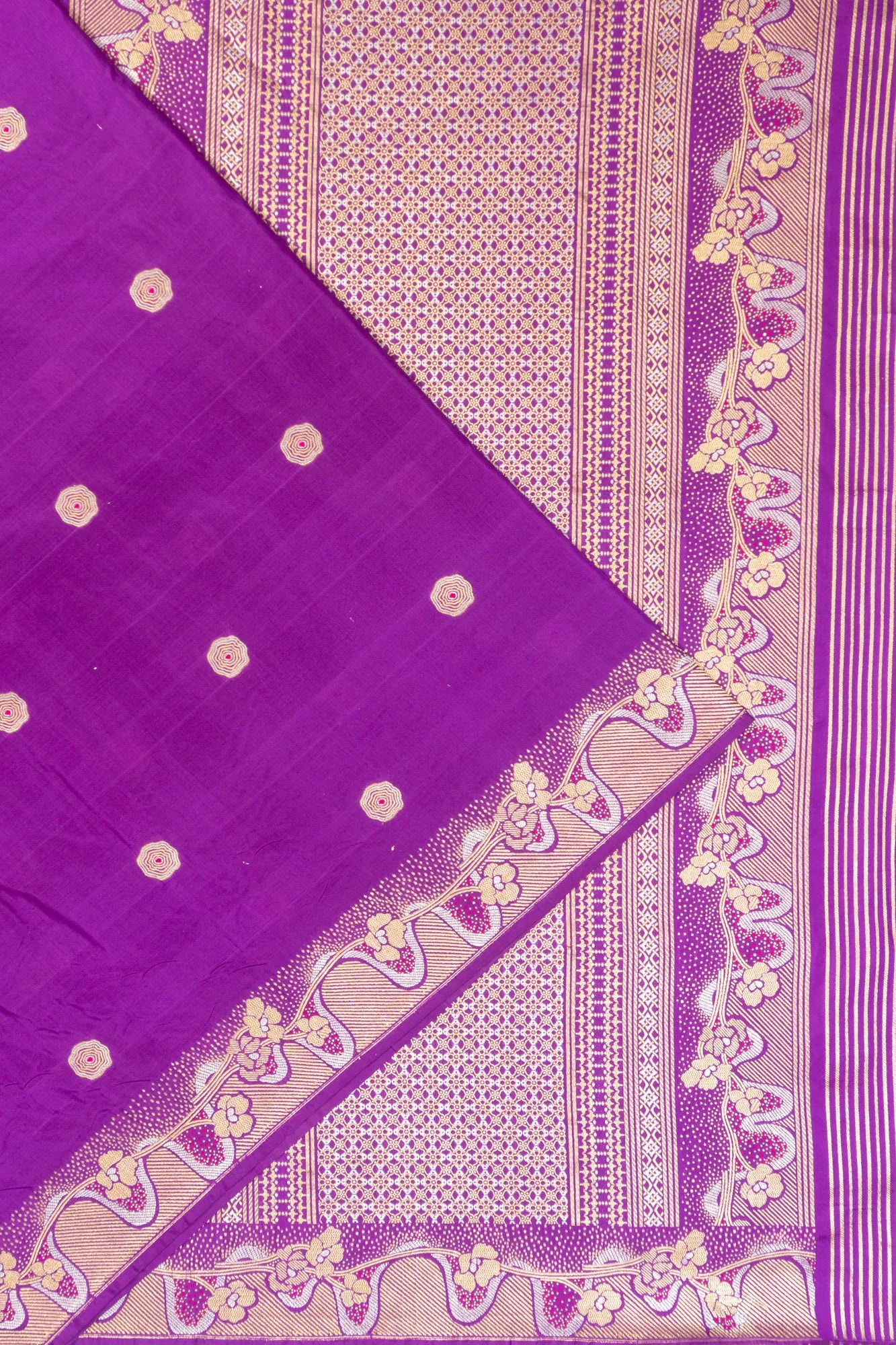 Banarasi Silk Kadwa Butta Violet Saree