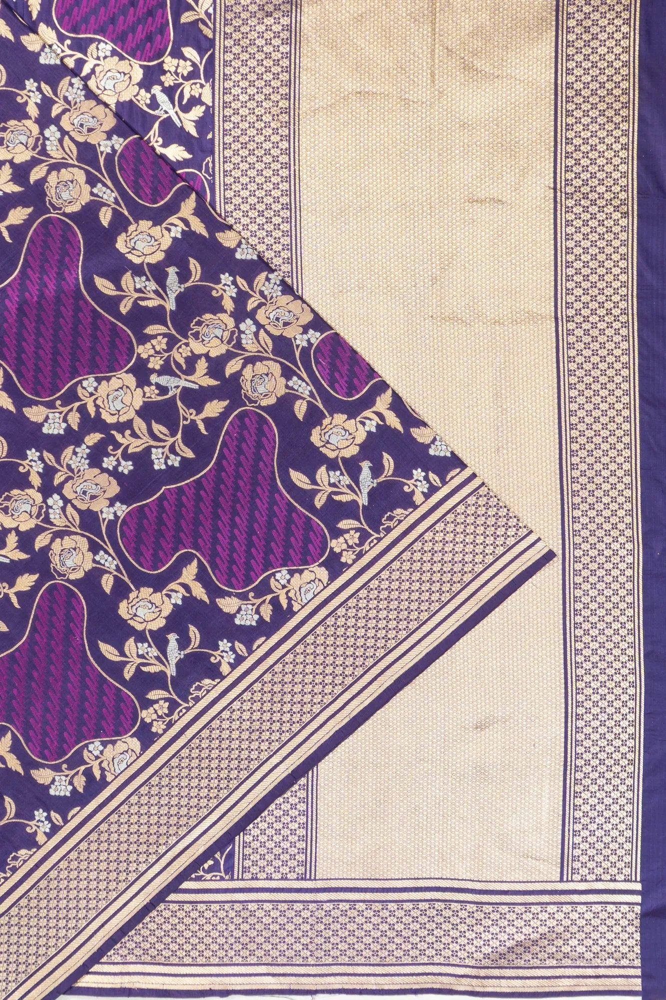 Banarasi Silk Brocade Violet Saree