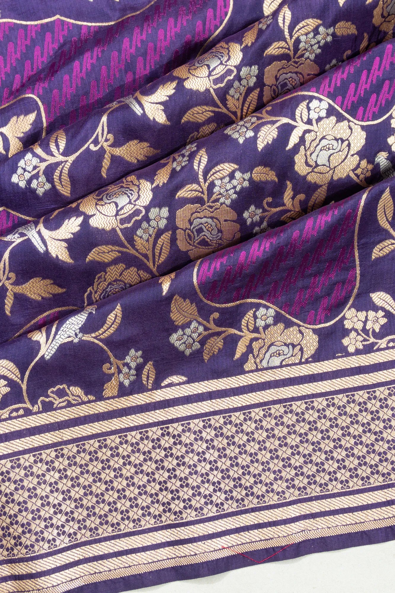 Banarasi Silk Brocade Violet Saree