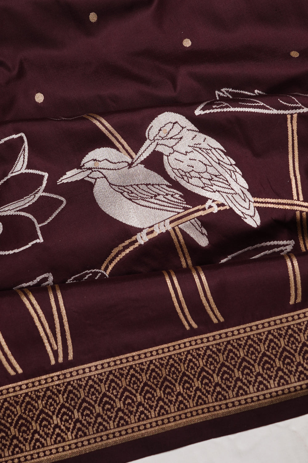 Modern Banarasi Silk Brocade Brown Saree