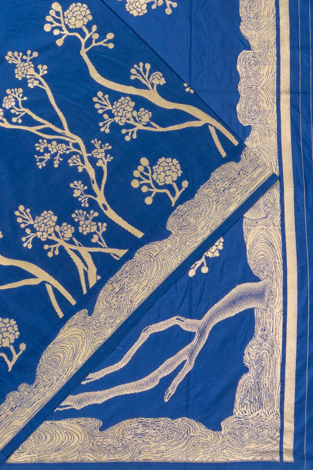 Banarasi Silk Jaal Royal Blue Saree