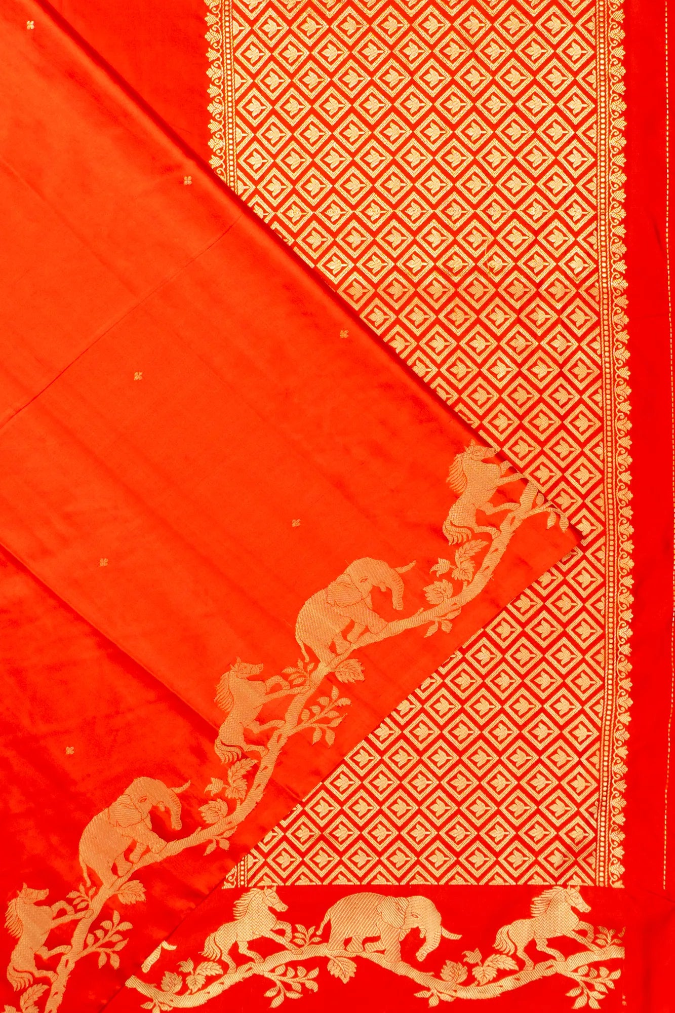 Banarasi Silk Butta Orange Saree