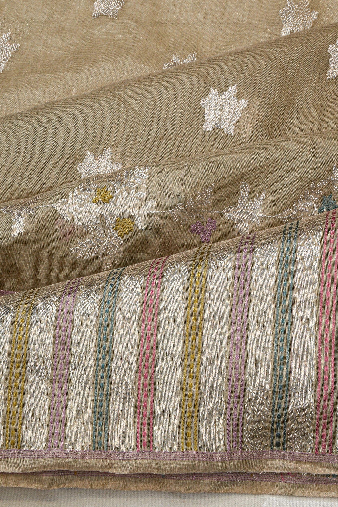 Banarasi Cotton Butta Brown Saree