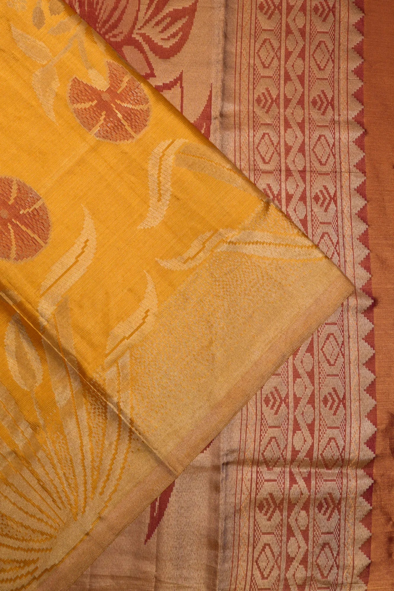 Kanchipuram Silk Brocade Yellow Saree