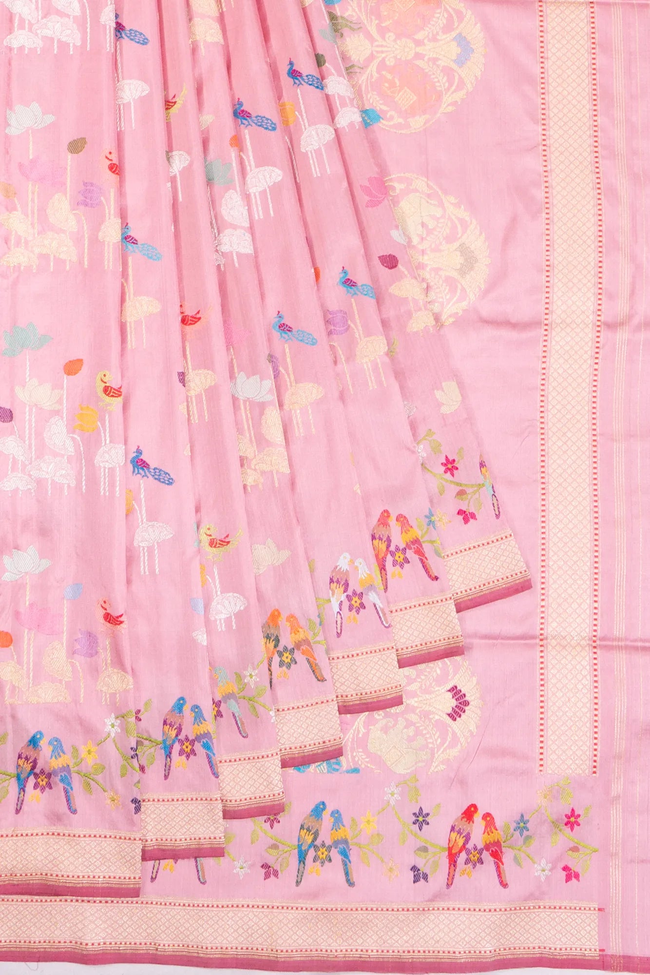 Banarasi Silk Kadwa Butta Baby Pink Saree