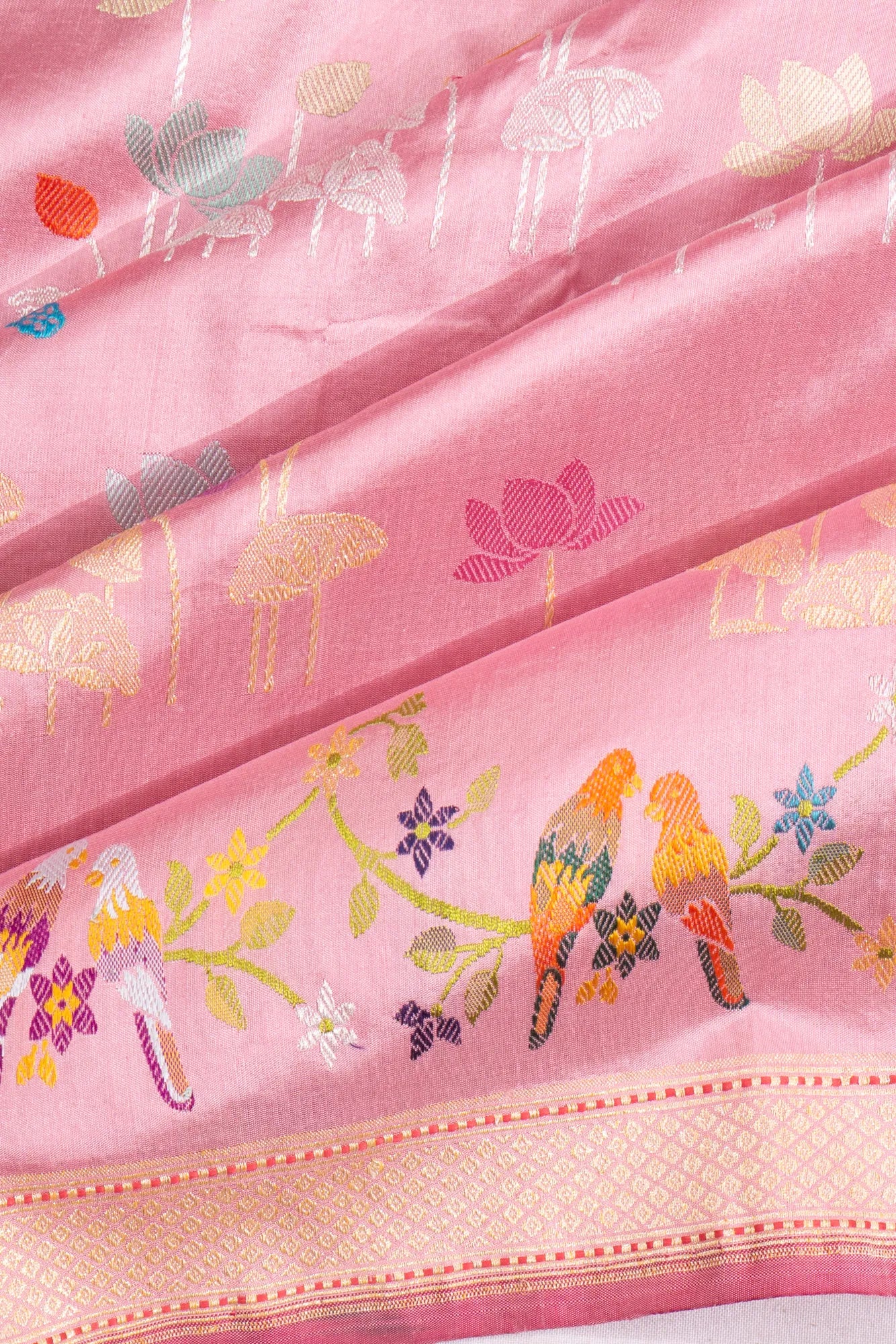 Banarasi Silk Kadwa Butta Baby Pink Saree