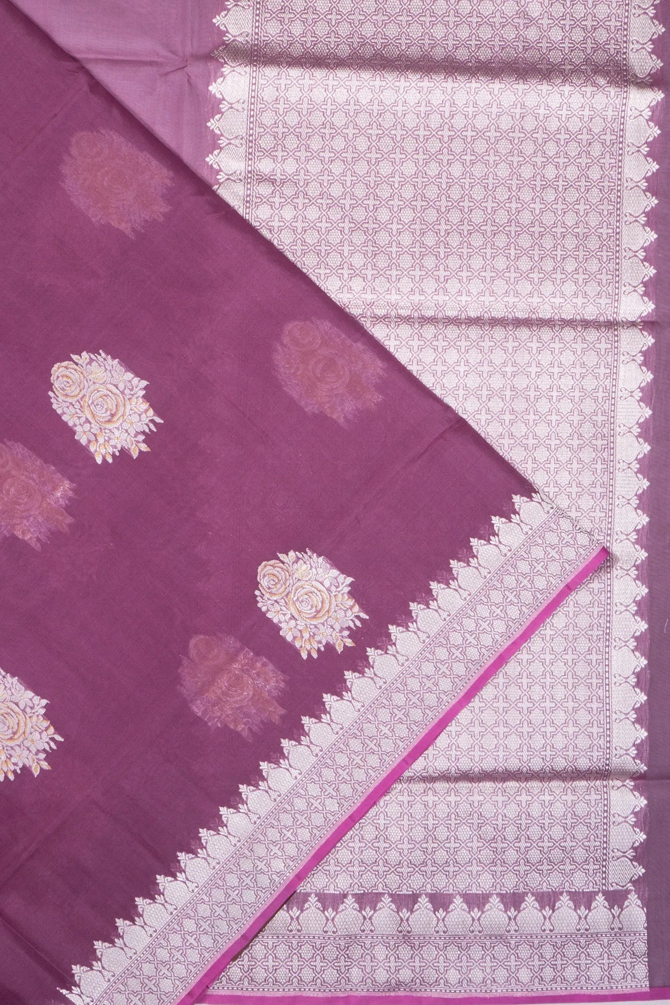 Banarasi Kora Organza Butta Violet Saree