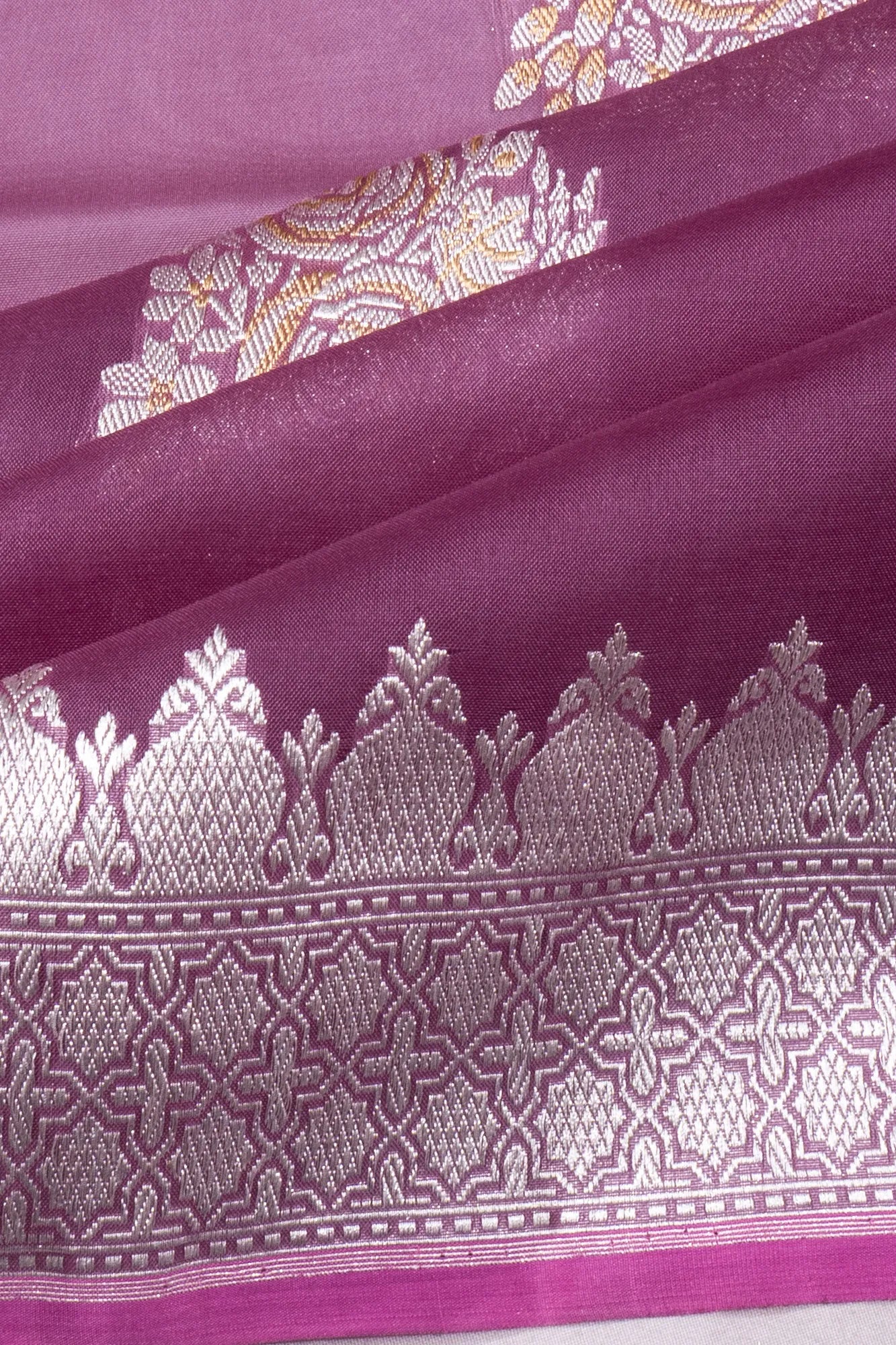 Banarasi Kora Organza Butta Violet Saree