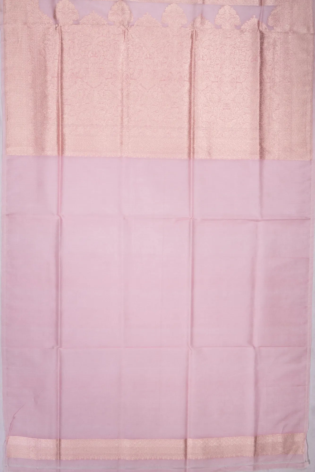 Banarasi Kora Organza Jaal Baby Pink Saree