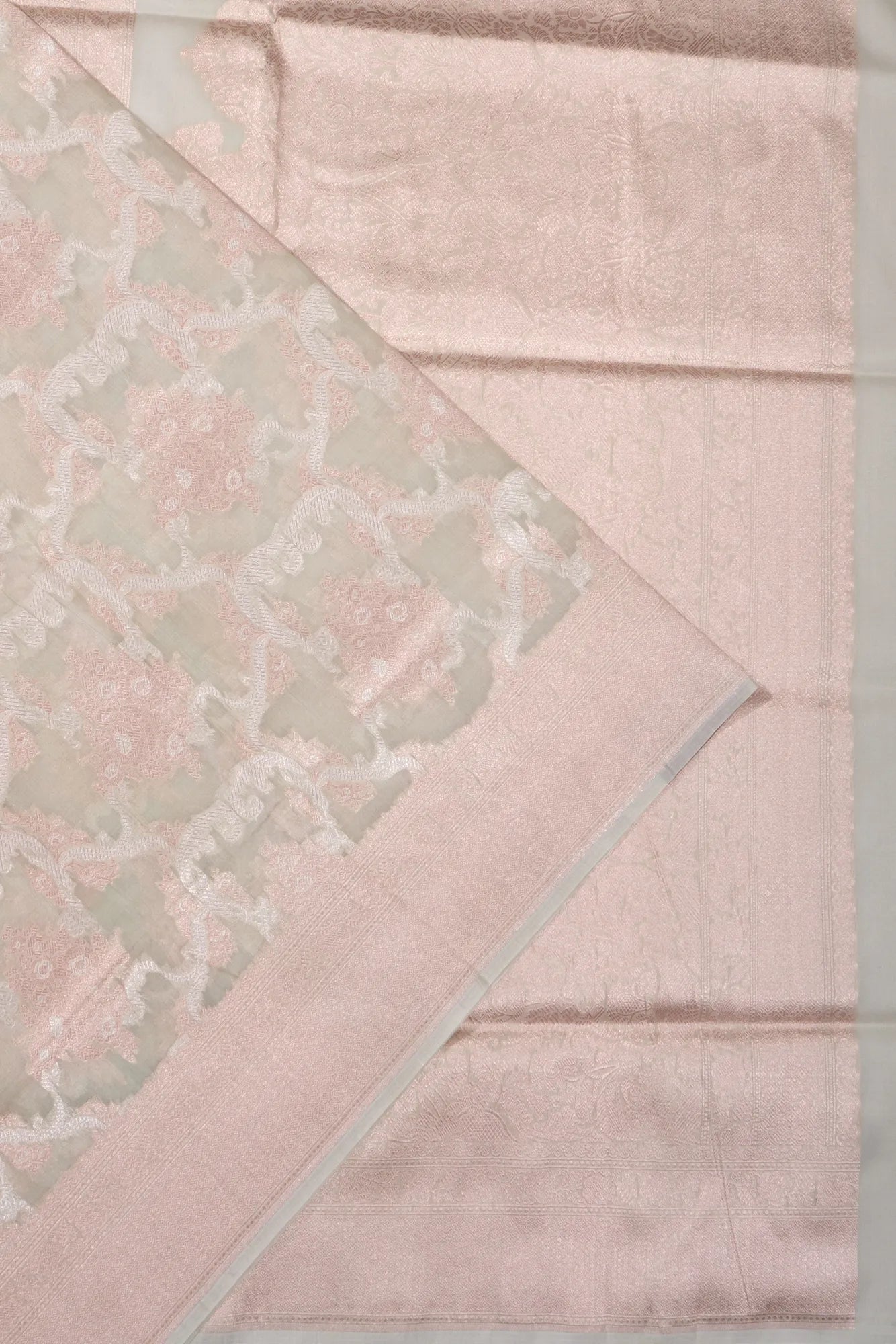 Banarasi Kora Organza Jaal Pastel Green Saree