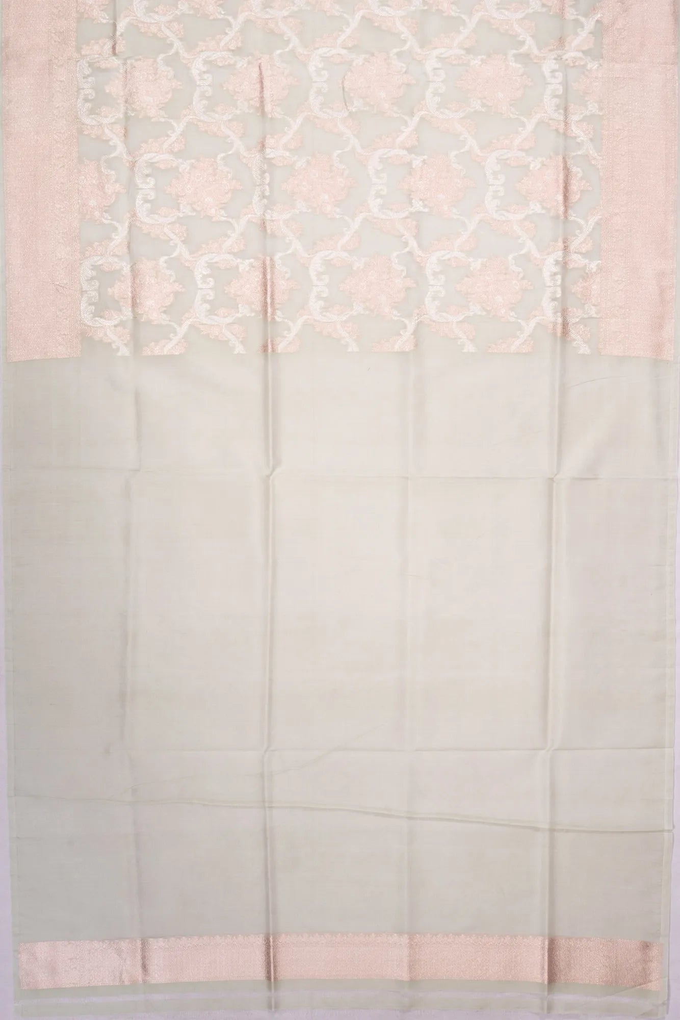 Banarasi Kora Organza Jaal Pastel Green Saree