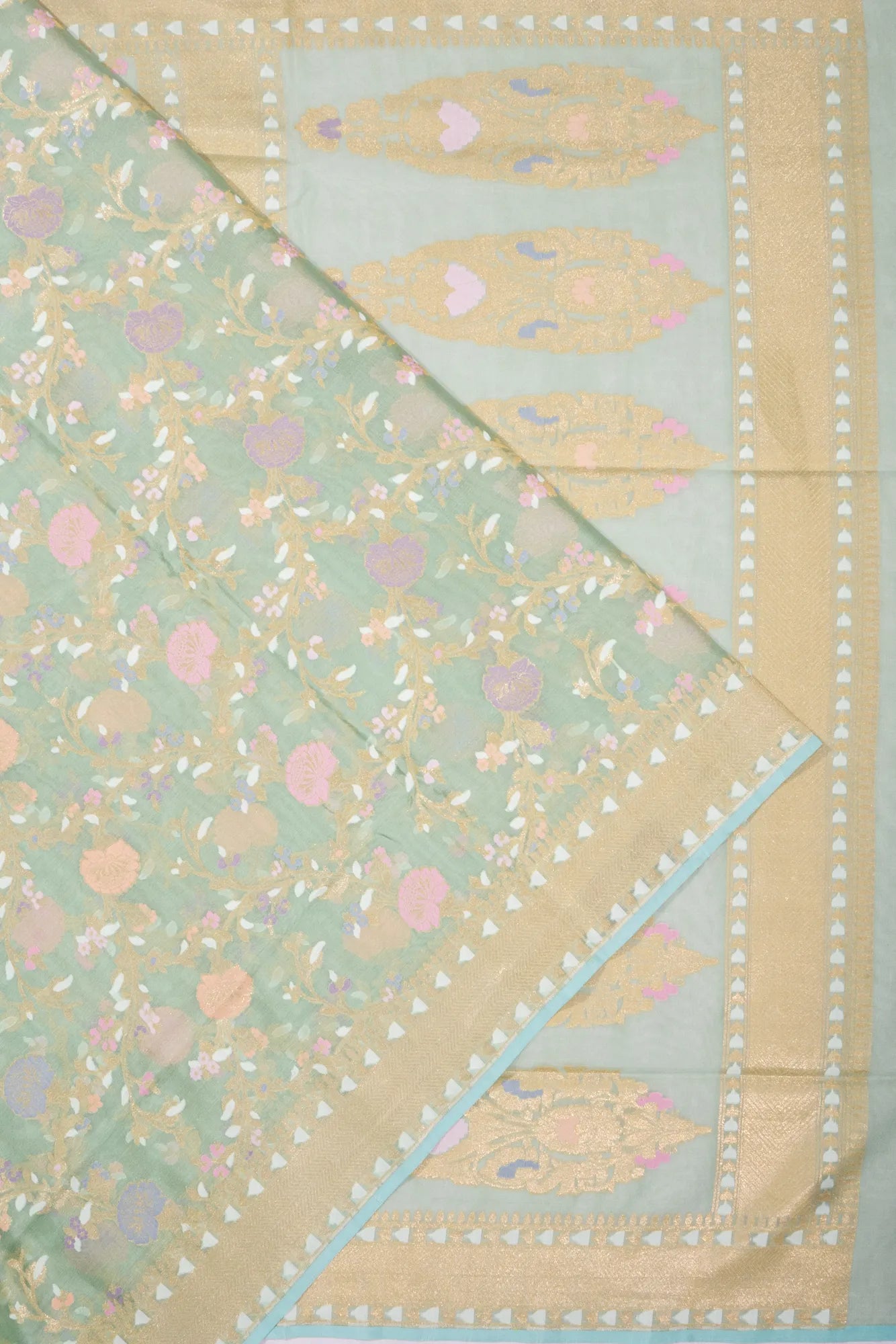 Banarasi Cotton Brocade Sky Blue Saree