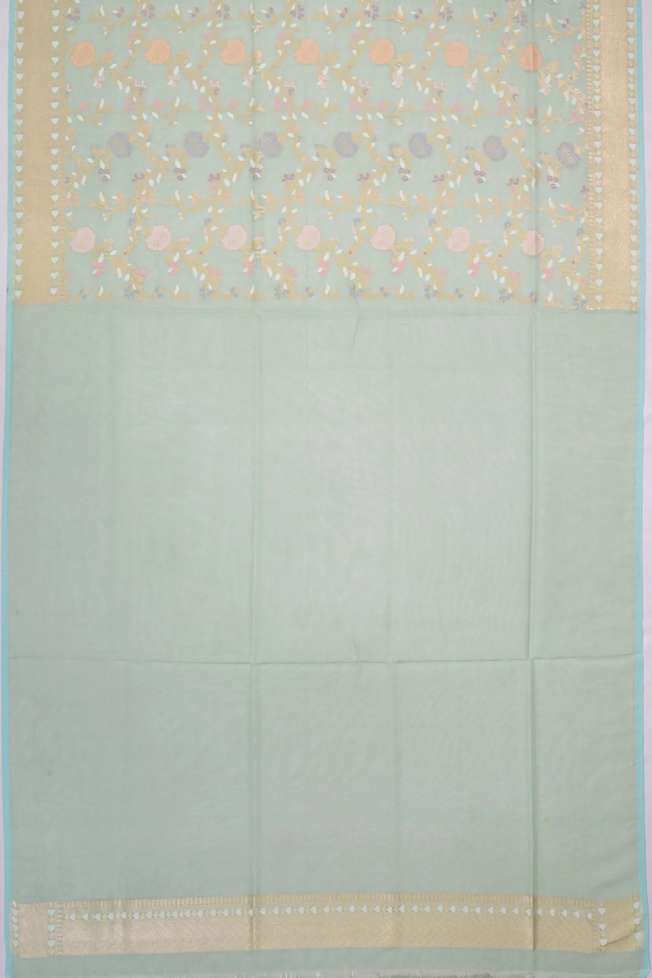 Banarasi Cotton Brocade Sky Blue Saree