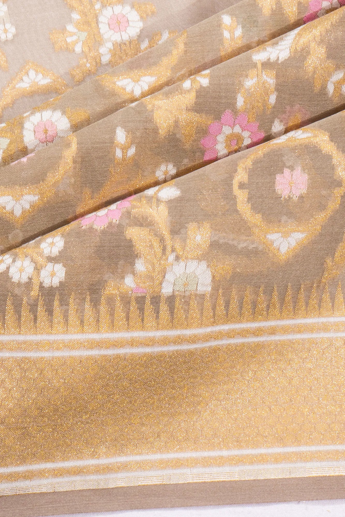 Banarasi Cotton Brocade Grey Saree