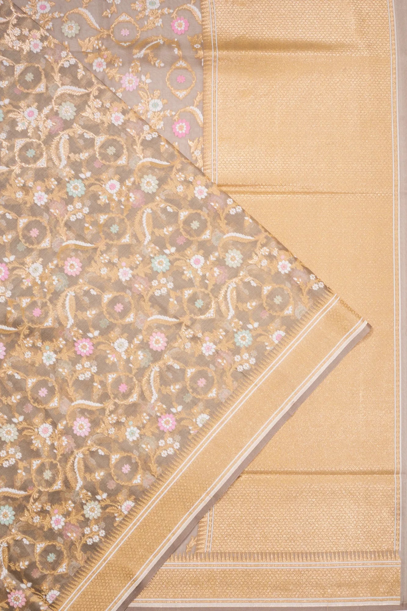 Banarasi Cotton Brocade Grey Saree